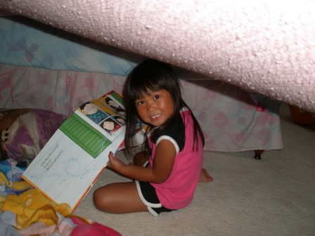 Kasen and Daddy built a tent in her room